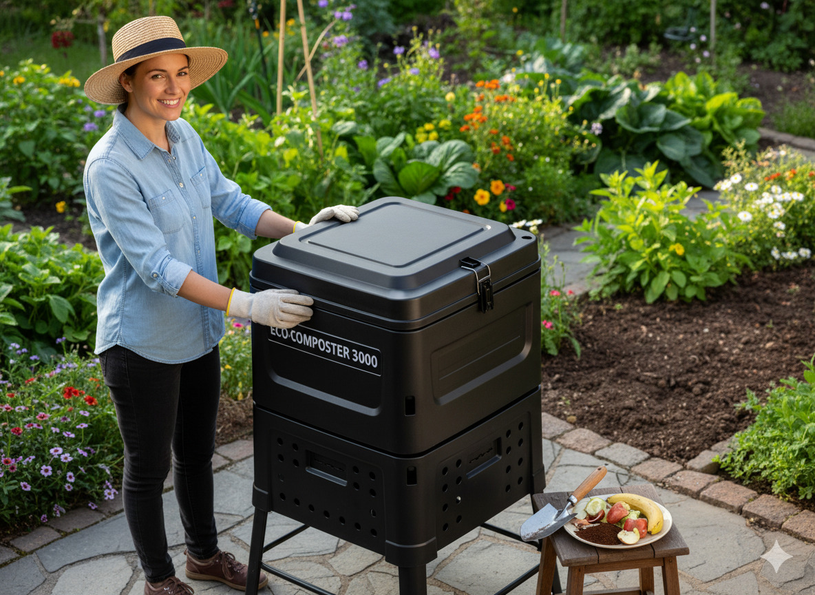 Residential composting bin setup